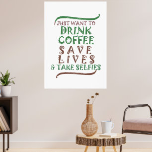 Kaffe och Selfie Älskare Poster