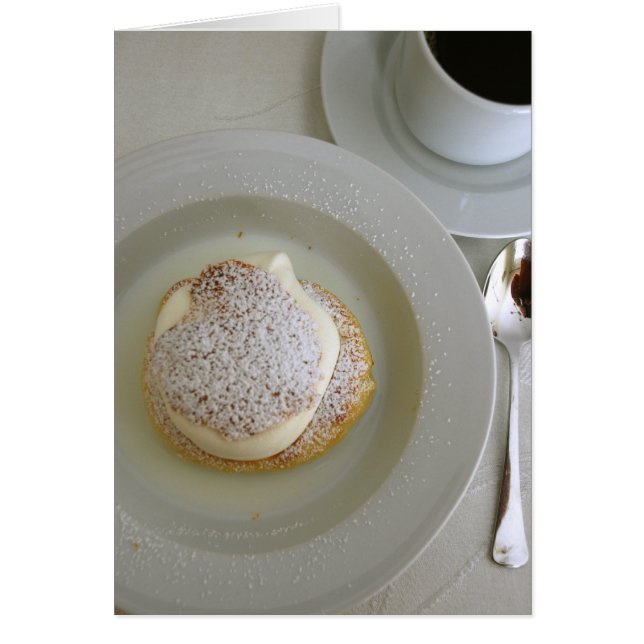 Kaffe och semalkort hälsningskort (Framsidan)