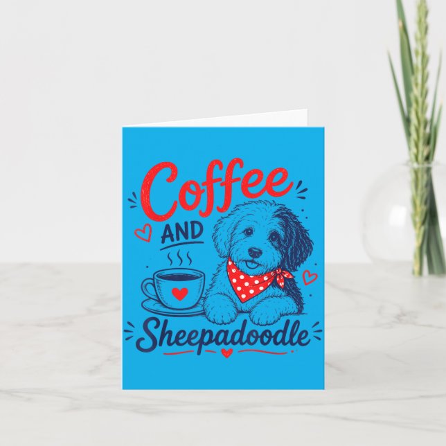 Kaffe Och Sheepadoodle Mamma Fpirate Hjälte Doggo  Kort (Framsida)