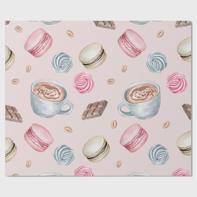 Kaffe och sötsaker Mönster Presentpapper (Platt)