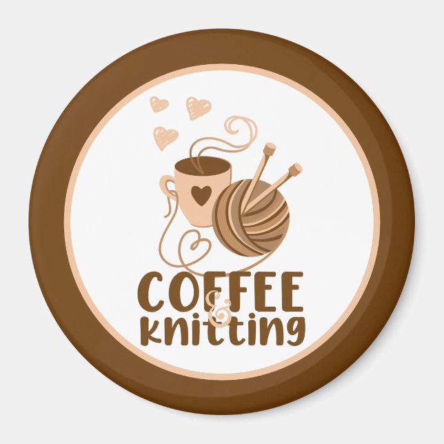Kaffe och stickning Magnet (Framsidan)