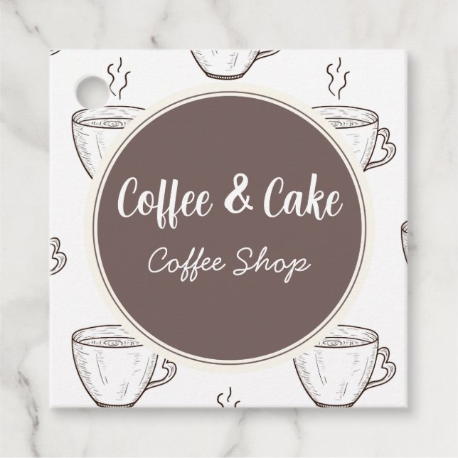 Kaffe och tårta Kaffebar  Gåvor Etiketter (Framsida)