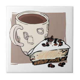 Kaffe och tårta kakelplatta