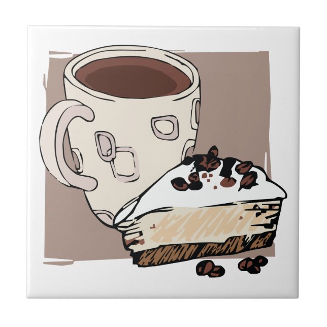 Kaffe och tårta kakelplatta (Framsidan)