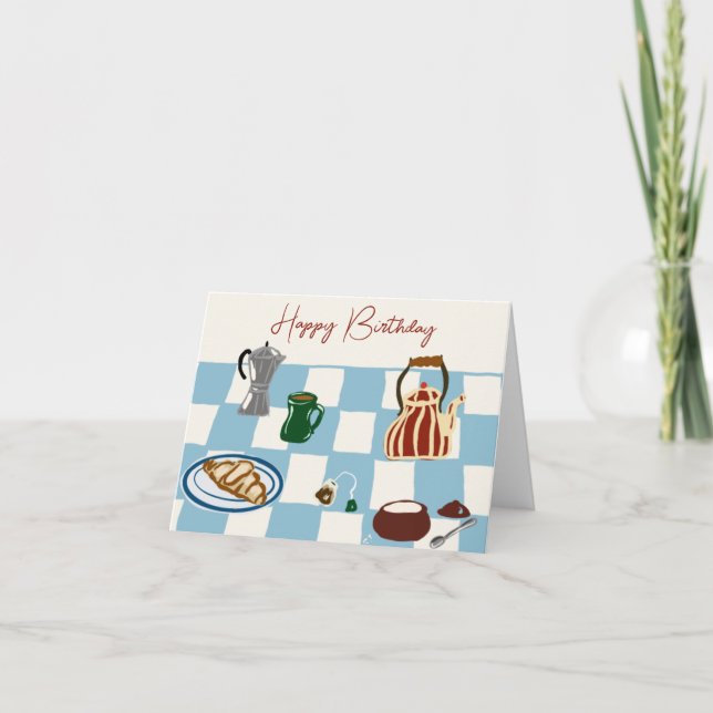 Kaffe och te-Grattis på födelsedagen-kort Tack Kort (Framsida)