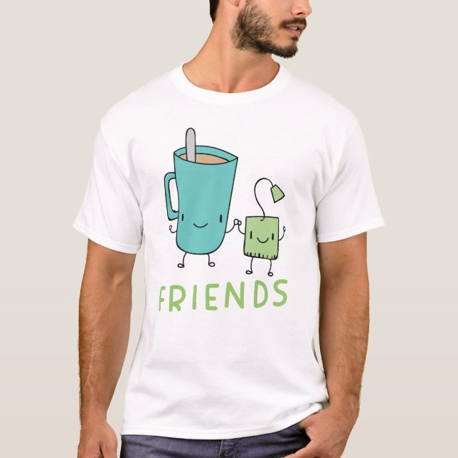 Kaffe och Tea Bag Best Friend T Shirt (Framsida)