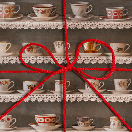 Kaffe och tea-Kopp på ett foto Mönster i frihandsl Presentpapper