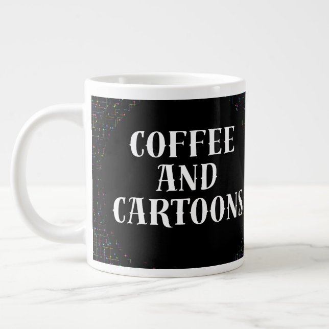 Kaffe och tecknade serier jumbo mugg (Vänster)