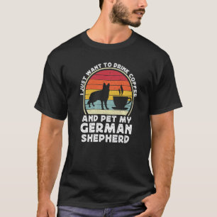 Kaffe och tysk herde Hund Retro GSP Pappa Mamma T Shirt