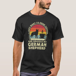 Kaffe och tysk herde Hund Retro GSP Pappa Mamma T Shirt