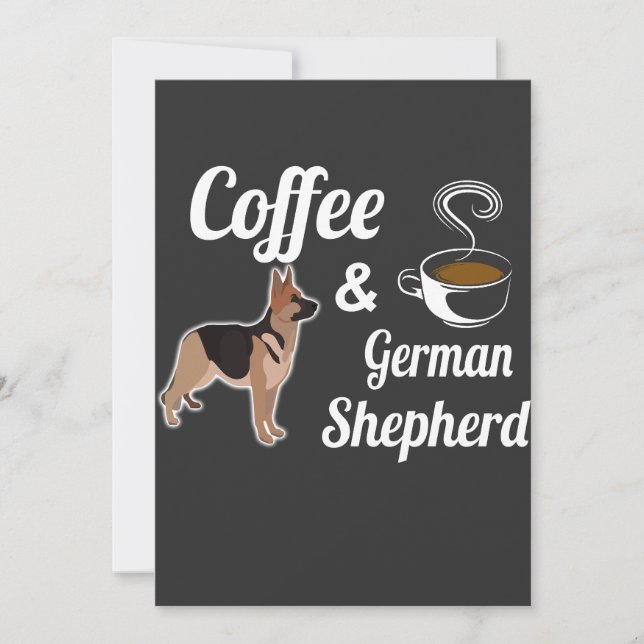Kaffe Och Tysk Shepherd Inbjudningar (Framsida)