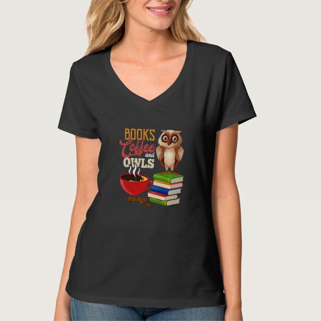 Kaffe och Ugglor-fågel Nokvändal Uggla T Shirt (Framsida)