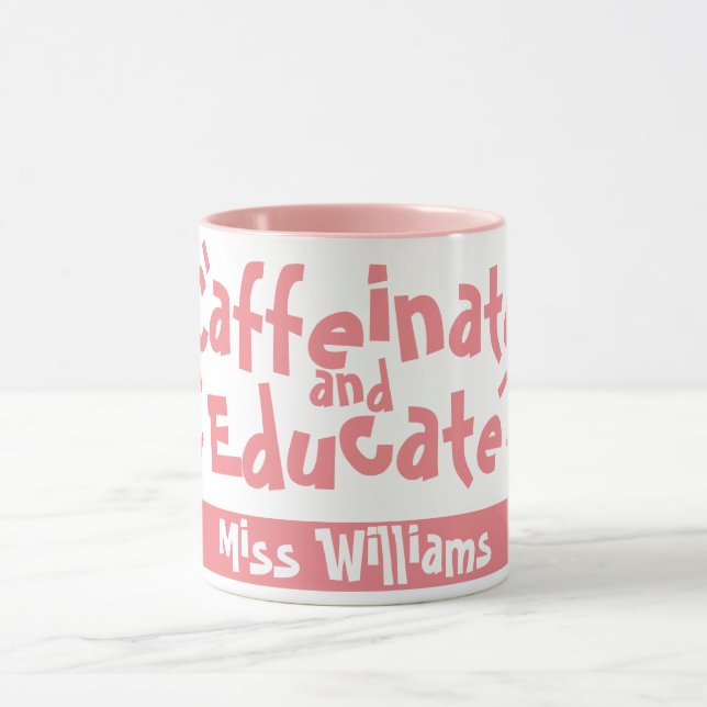 Kaffe och utbilda Roligt talesätt Lärarens namn Mugg (Center)