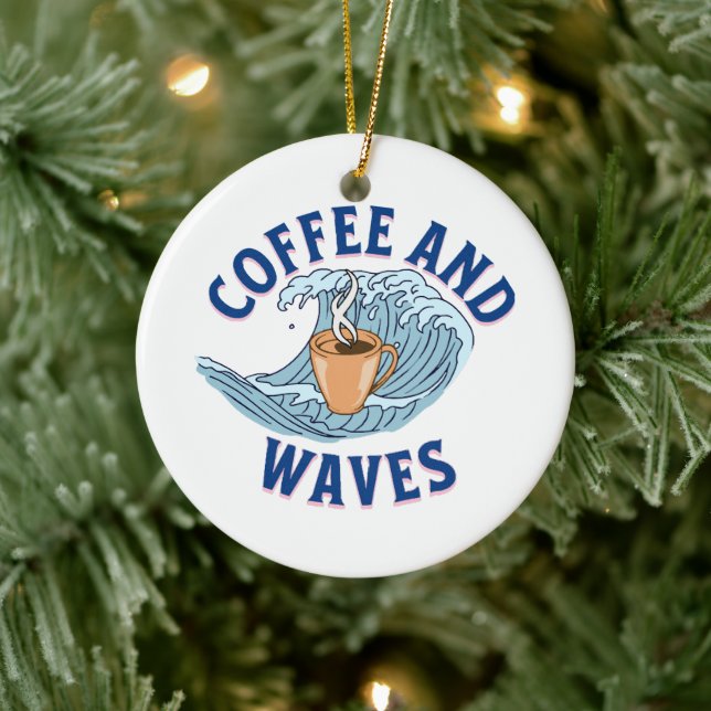 Kaffe och vågor julgransprydnad keramik (Träd)