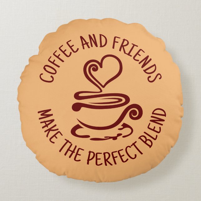 Kaffe och vänner, blanda Perfekten Rund Kudde (Framsidan)