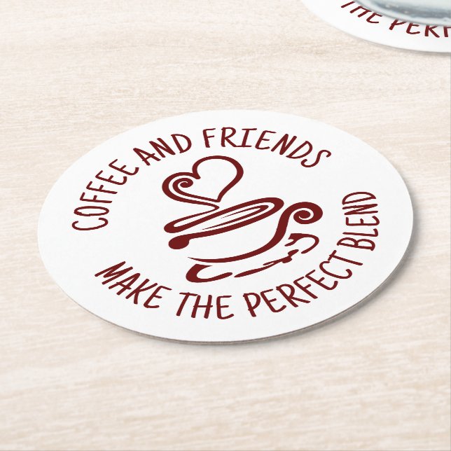Kaffe och vänner, blanda Perfekten Underlägg Papper Rund (Vinklad)