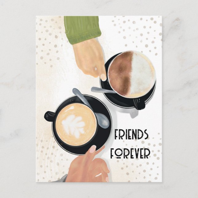 Kaffe och vänner för evigt vykort (Framsida)