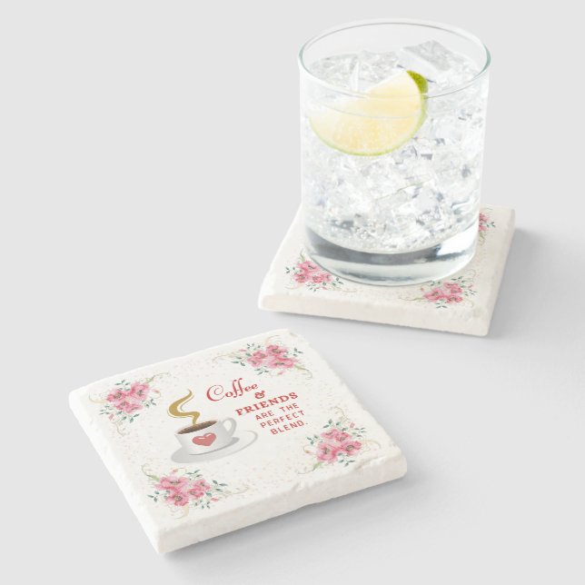 Kaffe och vänner för Perfekt-blandning Stenunderlägg (Sidan)