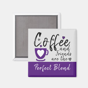 Kaffe och Vänner i kärlek lila Magnet