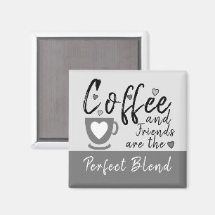 Kaffe och vänner kärlek-hjärtan grått magnet