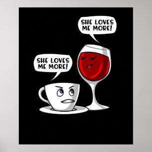 Kaffe och Vin, hon Kärlek mig mer Poster