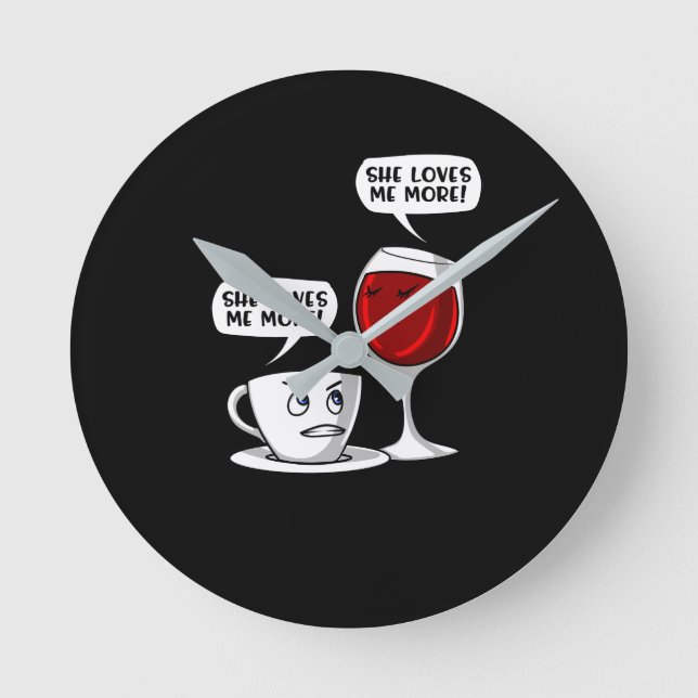 Kaffe och Vin, hon Kärlek mig mer Rund Klocka (Framsida)