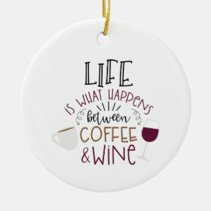 Kaffe och Vin Julgransprydnad Keramik