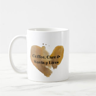 Kaffe, omsorg och räddar liv Vattenfärg hjärta-mug Kaffemugg