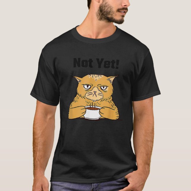Kaffe Orange Kat Caffeinerad grumpy Kitte T Shirt (Framsida)