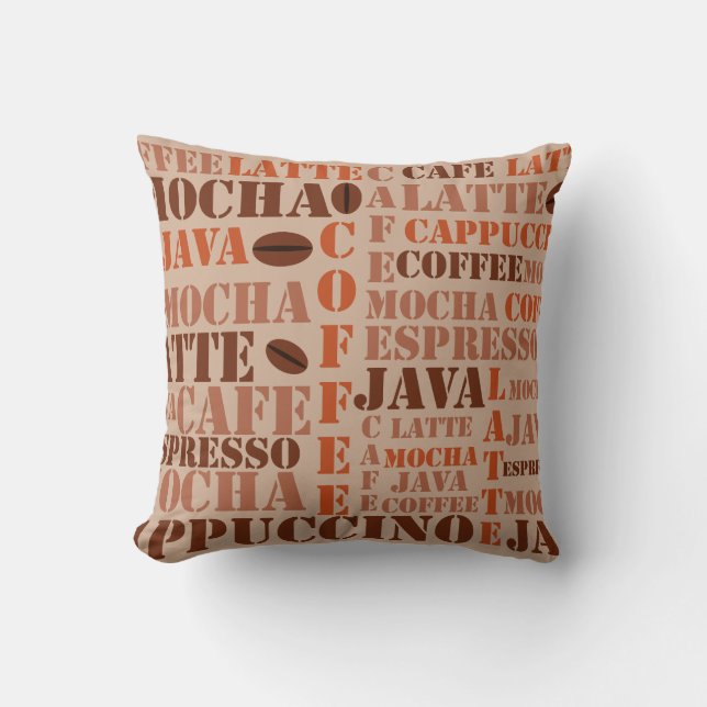 Kaffe Ord och bönor Pillow Kudde (Framsida)