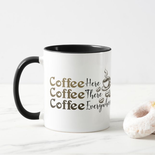 Kaffe Överallt Keramikkopp för Kaffeälskare Mugg (Med munk)