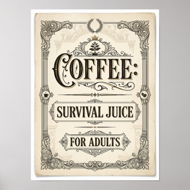 kaffe överlevnadsjuice för vuxna poster (Framsidan)