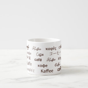 "Kaffe" på 13 språk Bone China Mugg Espressomugg