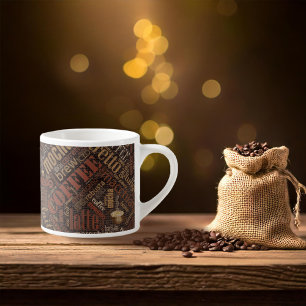 Kaffe på Burlap Ord Cloud Brown ID283 Espressomugg