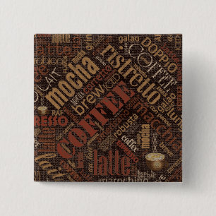 Kaffe på Burlap Ord Cloud Brown ID283 Knapp