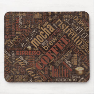 Kaffe på Burlap Ord Cloud Brown ID283 Musmatta