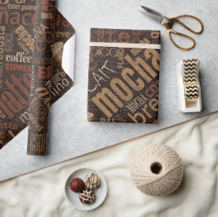 Kaffe på Burlap Ord Cloud Brown ID283 Presentpapper