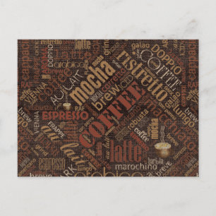 Kaffe på Burlap Ord Cloud Brown ID283 Vykort