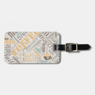 Kaffe på Burlap Ord Cloud Teal ID283 Bagagebricka