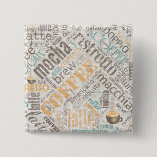 Kaffe på Burlap Ord Cloud Teal ID283 Knapp