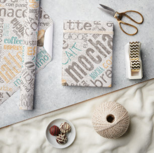 Kaffe på Burlap Ord Cloud Teal ID283 Presentpapper
