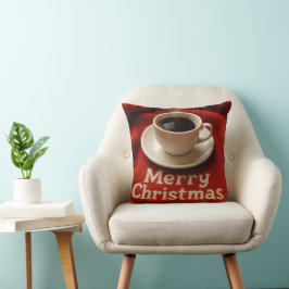 Kaffe på en glad julduk kudde