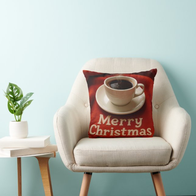 Kaffe på en glad julduk kudde (Stol)