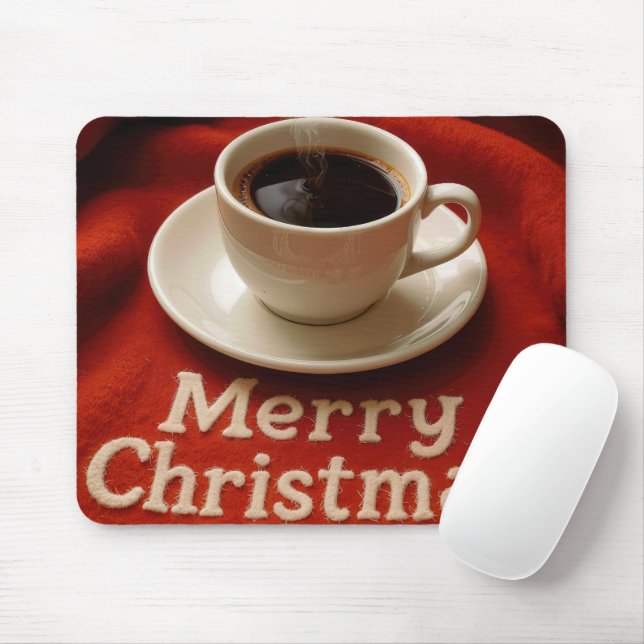 Kaffe på en glad julduk musmatta (Med mus)