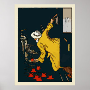 Kaffe på Go Vintage Espresso-skylt Poster