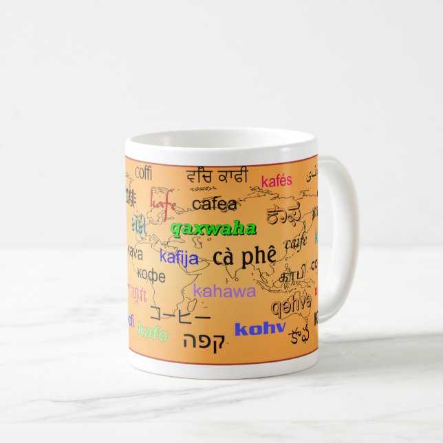 Kaffe på många språk kaffemugg (Framsida höger)