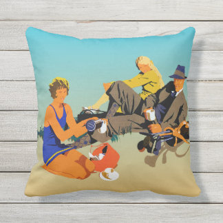 Kaffe på stranden. En återreklambild. Kudde
