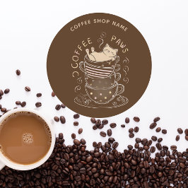 Kaffe Paws söt katt kaffe dekal Runt Klistermärke