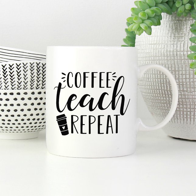 Kaffe, persika, repetera | Cute Teacher Kaffemugg (Skapare uppladdad)