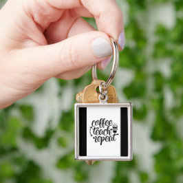 Kaffe, persika, repetera fyrkantig silverfärgad nyckelring